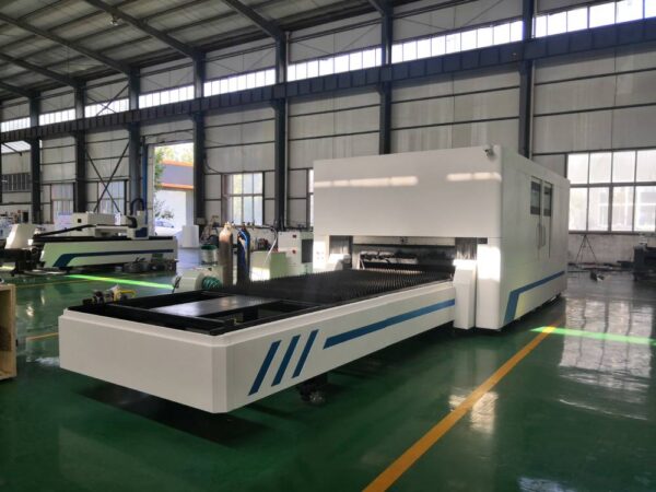 g p enclosed type double tables metal plate cutting machine